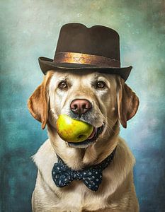 Blonder Labrador mit Apfel von Froukje Smith