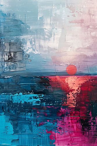 Abstracte moderne schilderij van zonsondergang