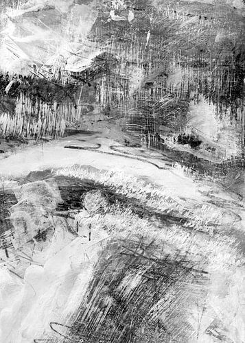 Zachte vergetelheid. Zwart-wit abstract schilderij. Deel 2