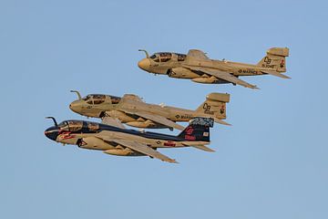 Flyby formatie van 3 Grumman EA-6B Prowlers. van Jaap van den Berg
