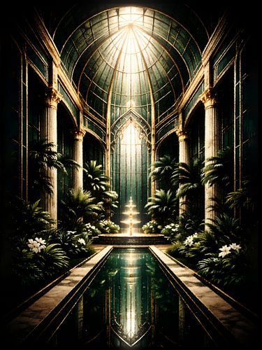 Grand Botanical Solarium With Golden Light