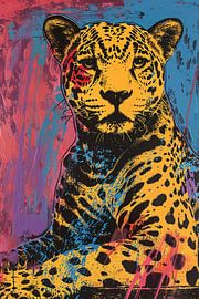 Colourful pop art painting of a jaguar by Art & Soul Creations