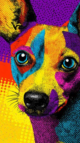 Dog Popart Portrait in Neon Contrasts