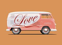 Vintage-Bus Liebe Werbung Schriftzug