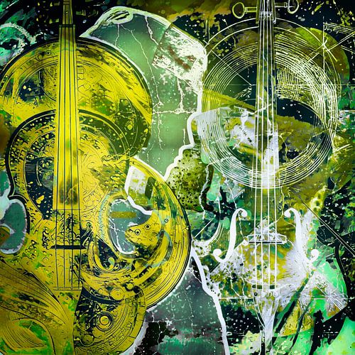 Deux violons et une dame de profil sur Helga Blanke