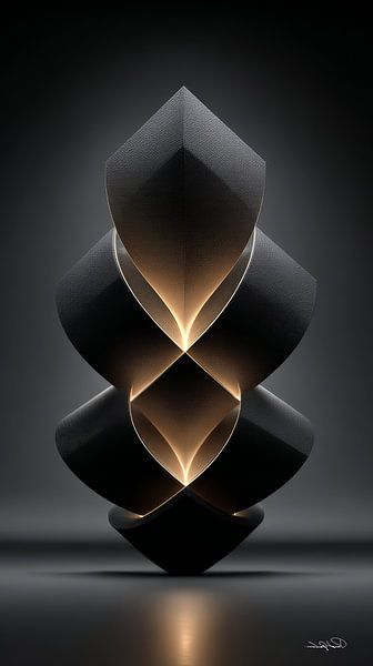 abstract black with soft gold by Gelissen Artworks