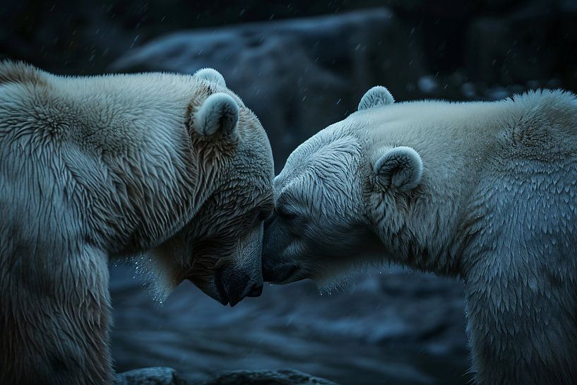 Twee beren in regenachtige omgeving van Art & Soul Creations