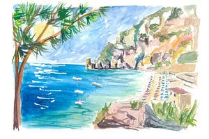 Cetara Amalfikust Zen met turquoise zee en boten van Markus Bleichner
