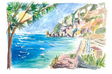 Cetara Amalfiküste Zen mit türkisfarbenem Meer und Booten