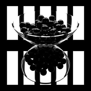 Glass Bowl with Black Orbs by Jörg Hausmann