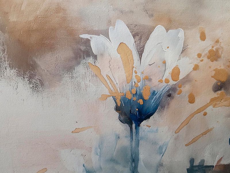 Natuurlijk schilderij:   Margriet bijna in volle bloei van Studio Pieternel