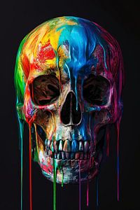 Totenkopf mit Farbklecksen