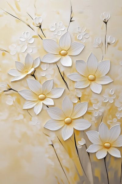 Flowers in white and yellow by Bert Nijholt