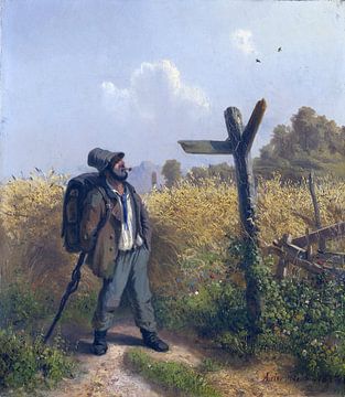 De zwerver bij de wegwijzer, ADOLF HEINRICH LIER, 1854