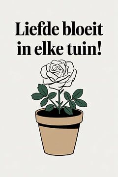 Witte roos in pot illustratie van Art & Soul Creations