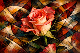Roos abstract van Linda de Klein