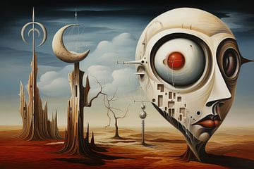 Landschap surrealistisch abstract en bizarre met buitenaards leven van Art Bizarre