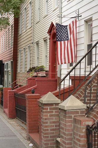 Typical street in Brooklyn, porch houses