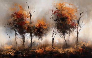 Modern Abstract Painting Autumn Forest by Preet Lambon