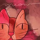 Cat on warm colours, modern mixed-media by De Schildertuin thumbnail