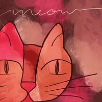 Cat on warm colours, modern mixed-media