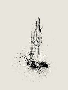 Modern en minimalistisch abstract met lijnen en verfspetters