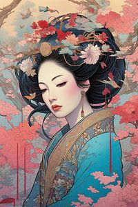 Geisha mit Blumenkrone