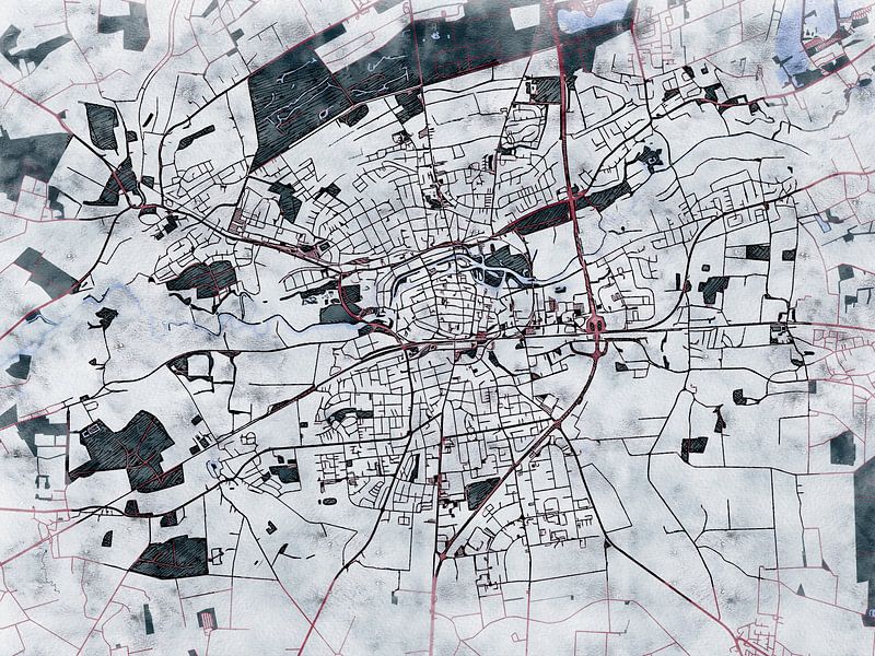 Map of Lippstadt with the style 'White Winter' by Maporia