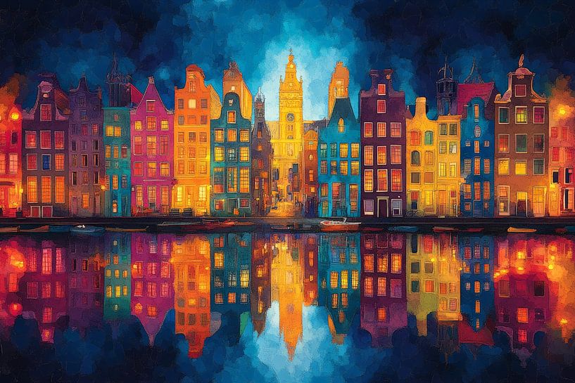 Paysage urbain nocturne avec reflets par Jordan