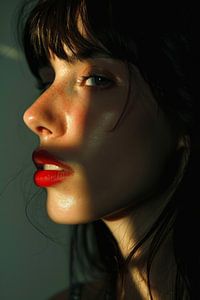 Woman in strip light
