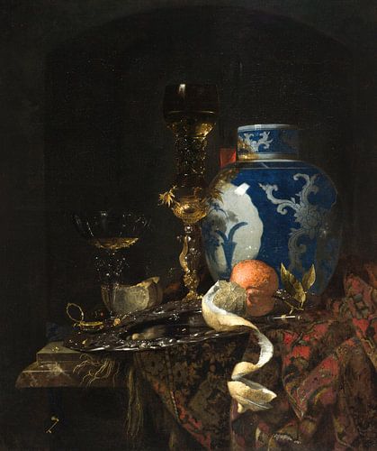 Stilleven met een Chinees porseleinen potje, Willem Kalf
