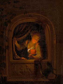 Nuori nainen en kynttilä, kopio Gerrit Doun mukaan, 1805, Alexander Lauréus