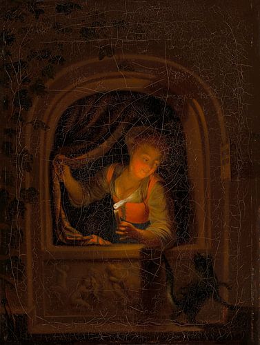 Nuori nainen ja kynttilä, kopio Gerrit Doun mukaan, 1805, Alexander Lauréus