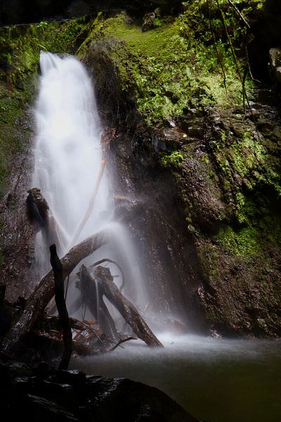 Wasserfall in einer Höhle auf Madeira von Esmée Fotografeert