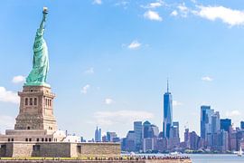 Close view of the Statue of Liberty over blue sky by Maria Kray