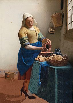 Melkmeisje van Vermeer op hakken van Margreet Ledelay