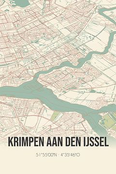 Vintage map of Krimpen aan den IJssel (South Holland) by Rezona