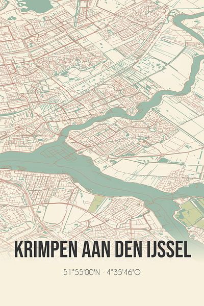 Vintage map of Krimpen aan den IJssel (South Holland) by Prints of Place