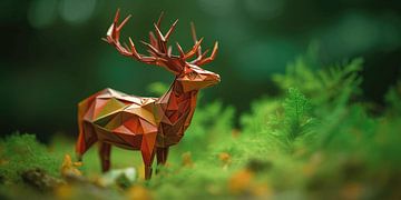 Origami Deer : toile poétique à accrocher au mur sur Surreal Media