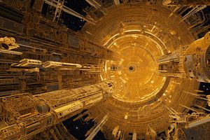 Futuristisches Portal in Gold