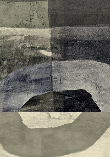 Brutalistischer Stil, abstrakte Formen in dunklen, neutralen Farben. von Dina Dankers