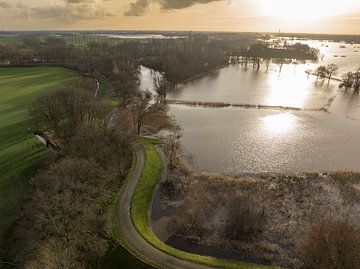 Overstroming rivier de Vecht bij Zwolle drone view van Sjoerd van der Wal Fotografie