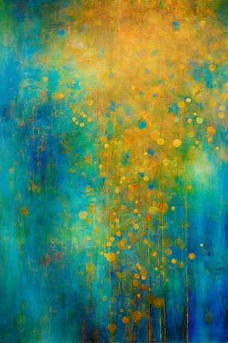 Blauw goud abstract schilderij sterrennacht