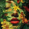 Serenity in Bloom: Porträt verschmolzen mit Flora von Color Square