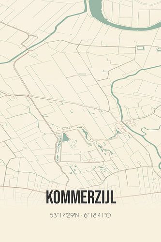 Vintage landkaart van Kommerzijl (Groningen)