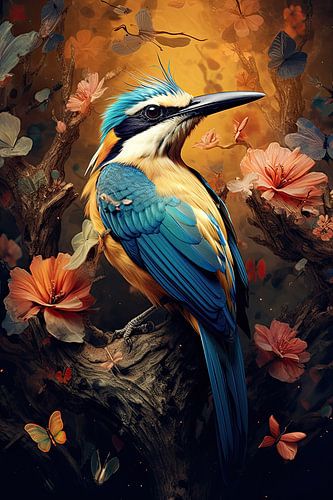 Bird and flowers