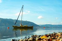 Sailing ship in autumn at anchor on Lake Constance