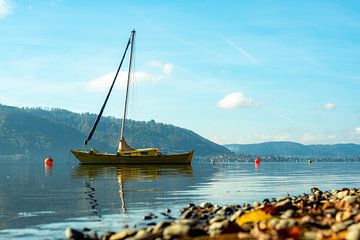 Sailing ship in autumn at anchor on Lake Constance by Andreas Nägeli