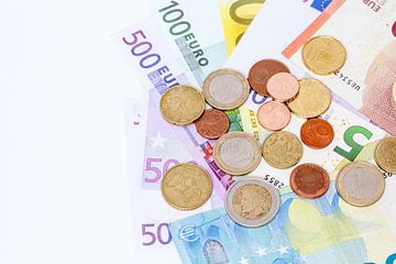 Verschillende euro's biljetten en munten van Marcel Derweduwen