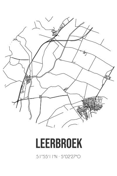 Leerbroek (Utrecht) | Map | Black and White by Prints of Place